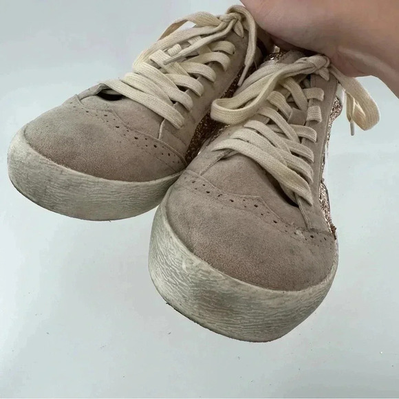 Miim womens high top sneakers size 7.5 faux suede rose gold glitter streetwear - Picture 9 of 13